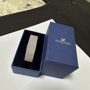 Swarovski Crystal Cuff Bracelet Silver Tone 6 3/4 Inch With Original Box
